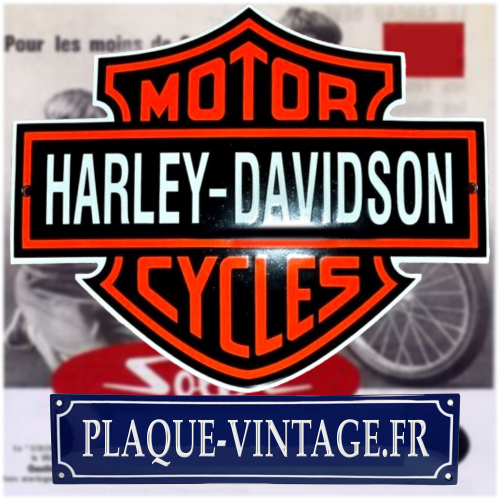 plaque émaillée logo Harley davidson motorcycles