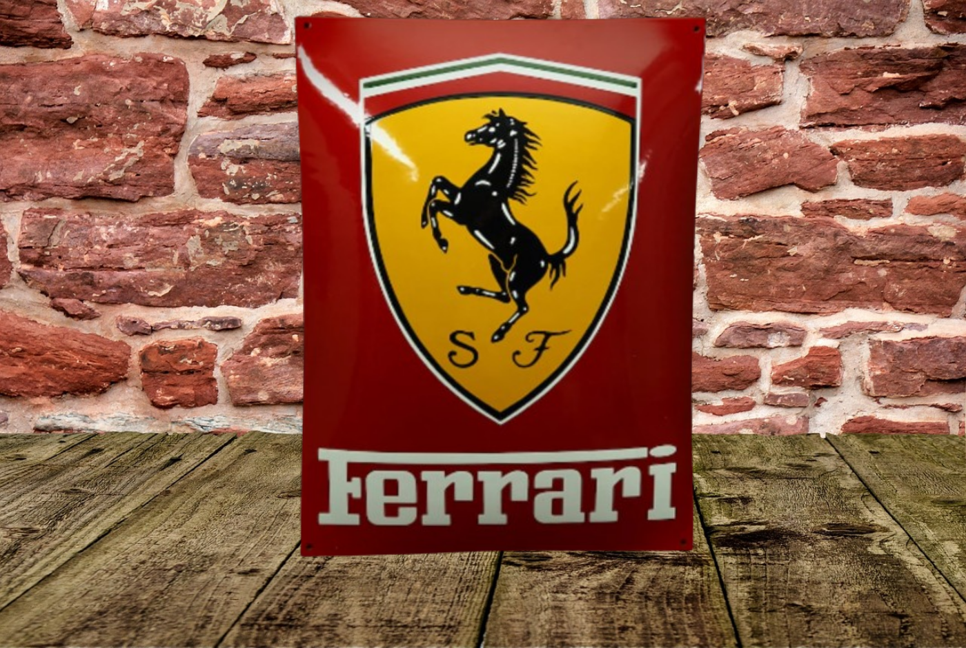 plaque émaillée logo Ferrari