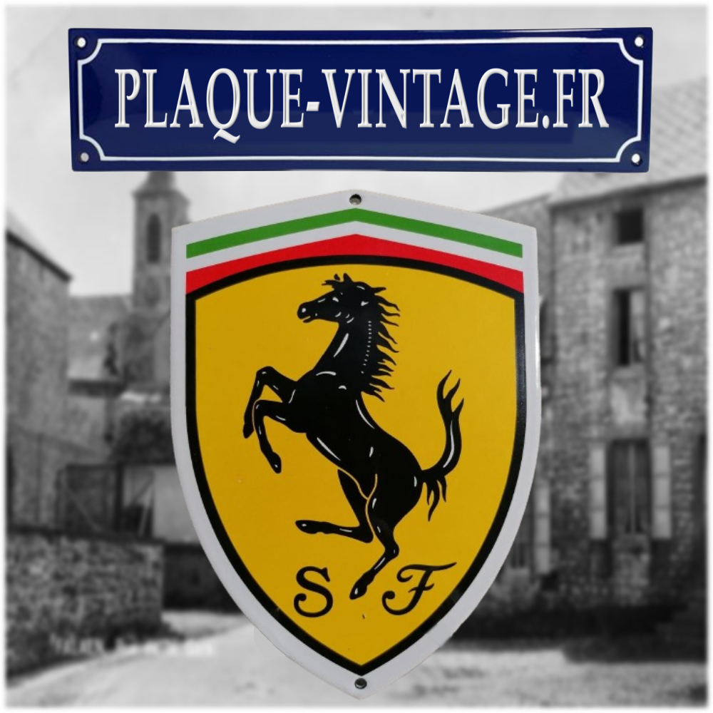 plaque émaillée logo ferrari blason