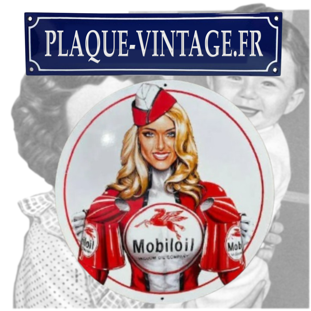 plaque émaillée mobiloil