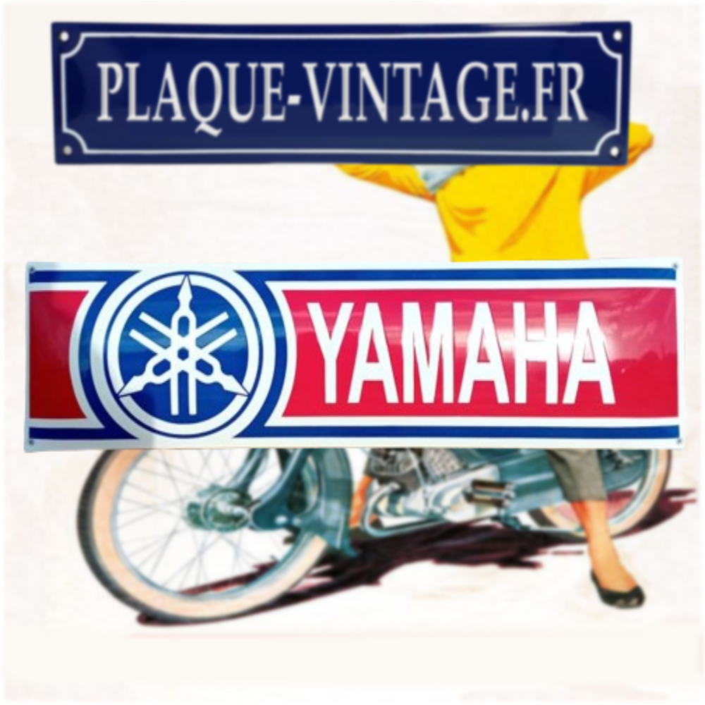 plaque émaillée Yamaha logo 75x20cm