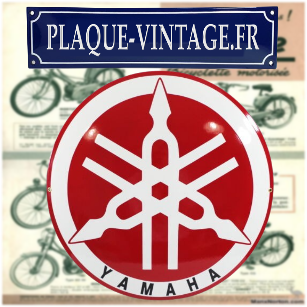 plaque émaillée ronde logo yamaha