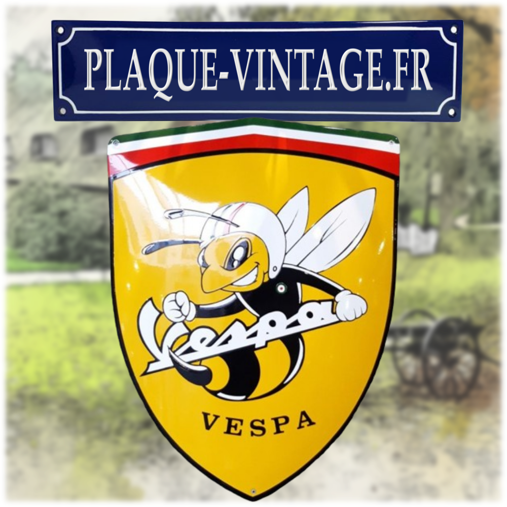 plaque émaillée guêpe Vespa scooter