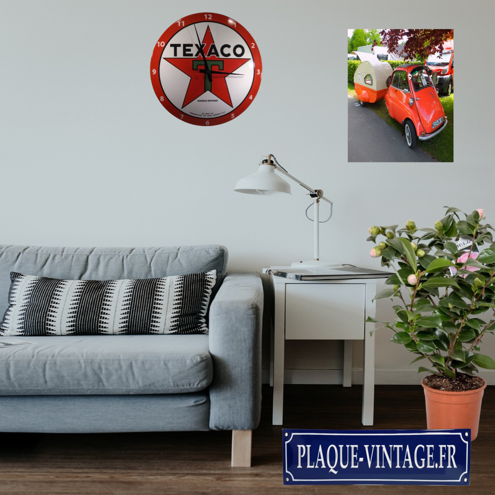 horloge émaillée Texaco logo rétro