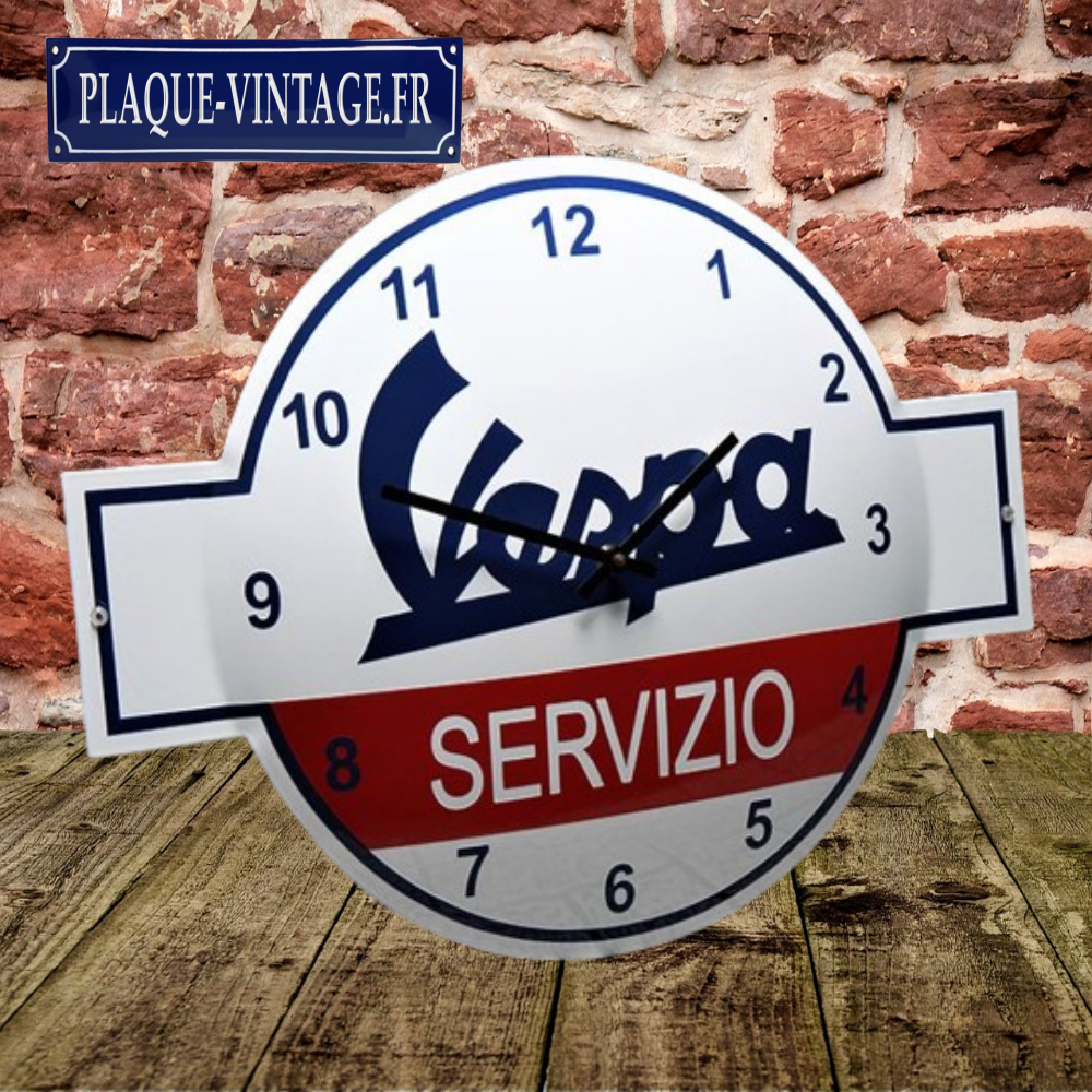 horloge émaillée Vespa service logo