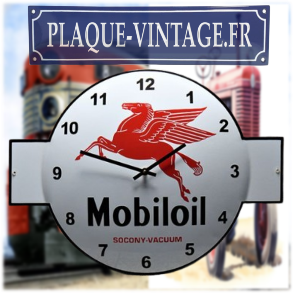 horloge émaillée Mobiloil pégase