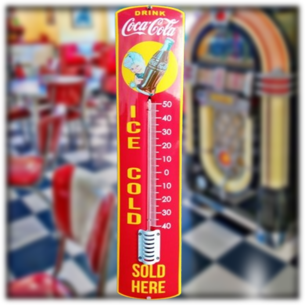 thermomètre émaillé Coca-cola boy 65cm