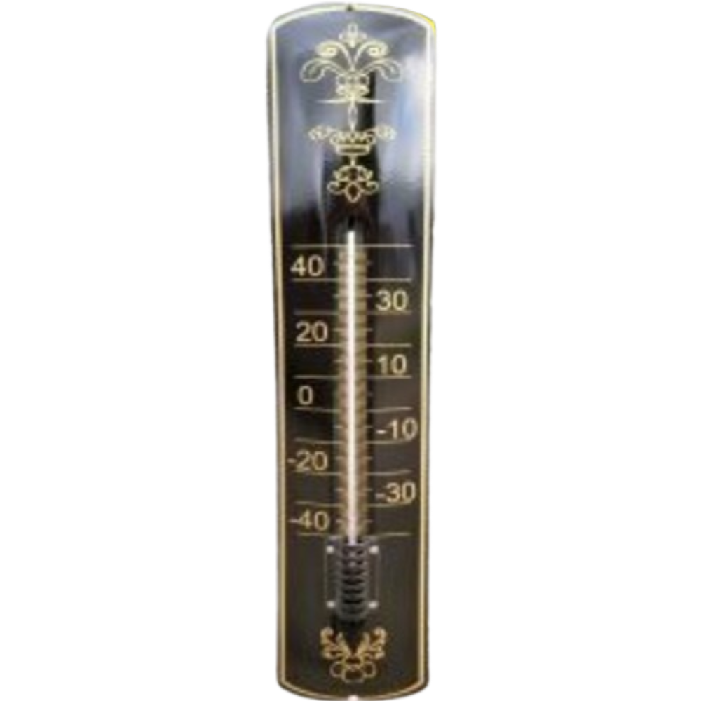thermomètre émaillé rétro noir et or