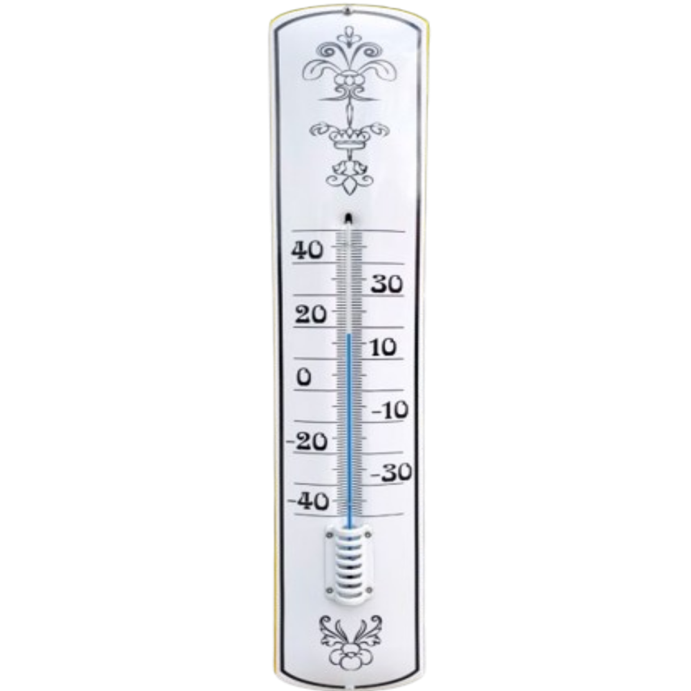 Vieux Thermomètre Mural émaillé Blanc En Métal, Générique, Vintage, 20 Cm
