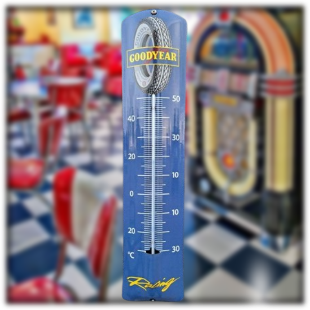 thermomètre émaillé pneus goodyear racing