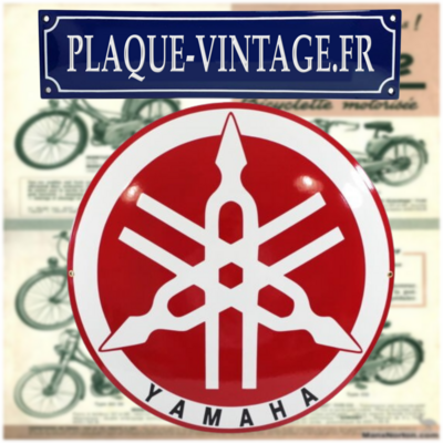 plaque émaillée ronde logo yamaha