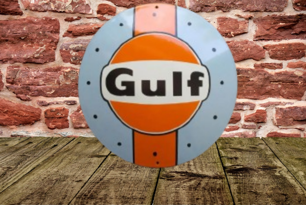 Plaque Métal Vintage Gulf Racing - Décoration Murale Rectangulaire