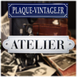 plaque de porte atelier émaillée vintage