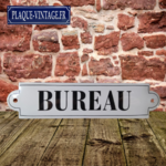 plaque porte de bureau émaillée vintage à oreilles