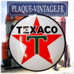 plaque émaillée ronde logo texaco
