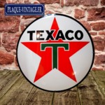 plaque émaillée texaco logo ronde