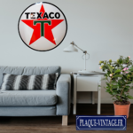 plaque émaillée ronde texaco logo