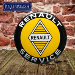 plaque émaillée renault service ronde