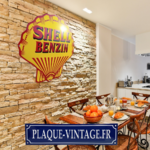 plaque émaillée coquille shell logo