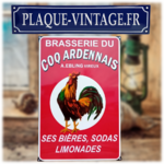 plaque émaillée brasserie coq ardennais retro
