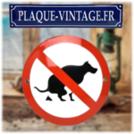 plaque émaillée interdit au caca de chien