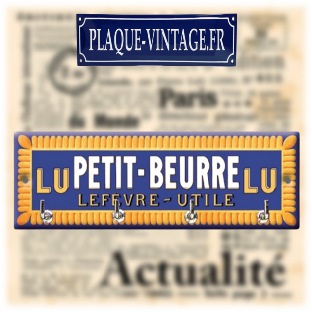 Plaque émaillée LU Lefevre Utile ronde | Au temps qui passe