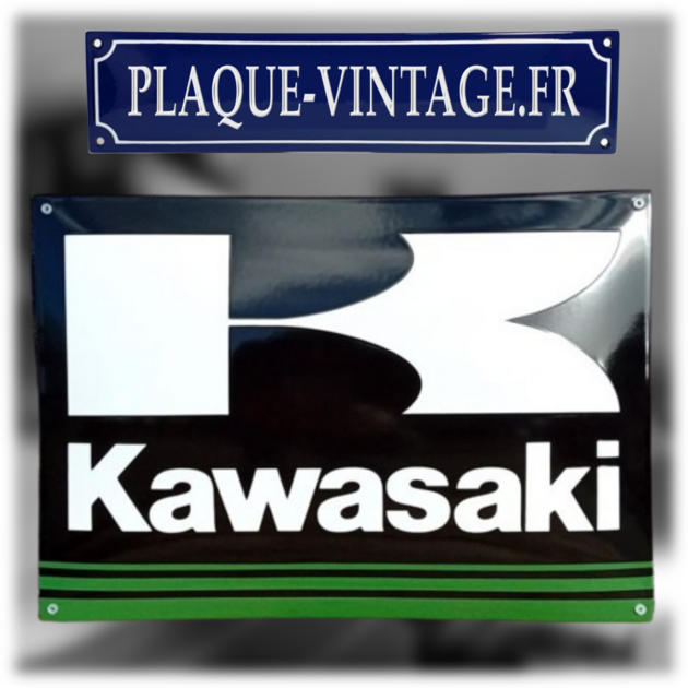 Plaque En Métal émaillée Nostalgic-Art - Motif Kawasaki - 25x50 Cm - Style Vintage - Neuf