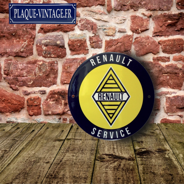 Grand enseigne émaillée RENAULT - Military Classic Memorabilia