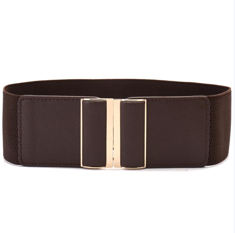 Ceinture femme large élastique taille marron