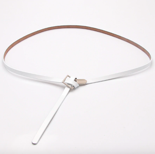 ceinture fine cuir femme taille blanc