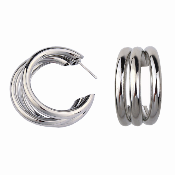 jolies boucles doreilles argentées triple pour femme bijoux fantaisie petit prix la selection parisienne