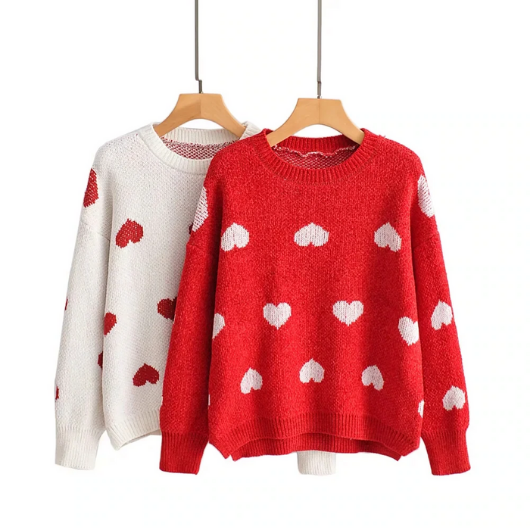 pull blanc coeur rouge femme vintage automne hiver 2020 la selection parisienne en ligne 2