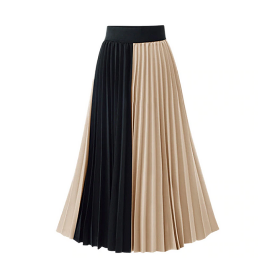 jupe plissée mi longue bicolore orignale noire et beige femme automne la selection parisienne