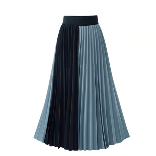 jupe plissée mi longue bicolore orignale noire et bleu femme automne la selection parisienne