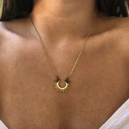 collier pendentif doré boho chic soleil bijou fantaisie femme pas cher en ligne