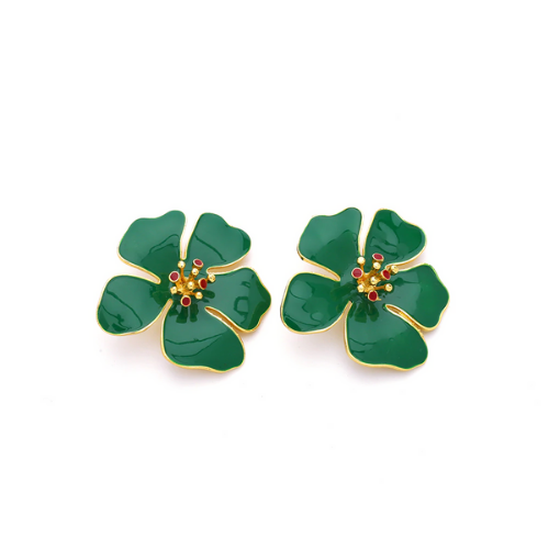 grosses boucles doreilles florales vertes bohème chic originales bijou fantaisie pas cher
