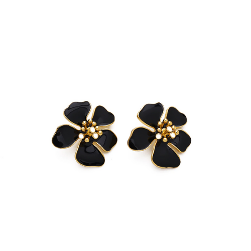 petites boucles doreilles florales noires bohème chic originales bijou fantaisie pas cher