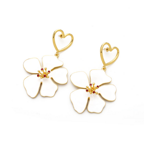 boucles doreilles florales pendantes blanches dorées bohème chic originales bijou fantaisie pas cher 1