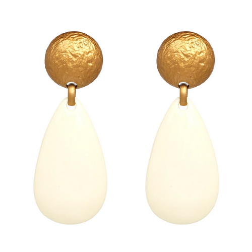 boucles doreilles fantaisies acrylique pierre blanc cadeau femme en ligne la selection parisienne