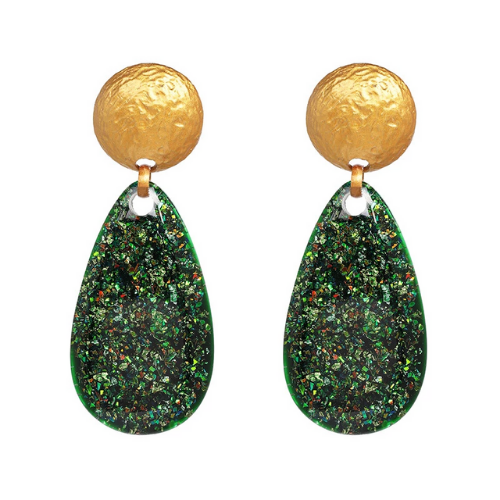 boucles doreilles fantaisies acrylique pierre verte cadeau femme en ligne la selection parisienne 1