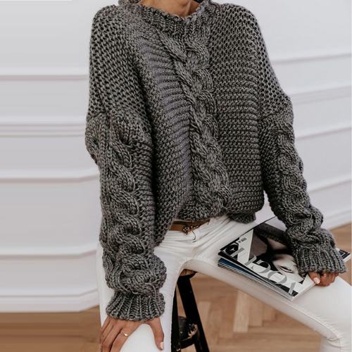 pull à grosses mailles brun femme hiver tendance mode en ligne la selection parisienne 1