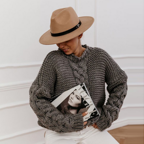 pull à grosses mailles brun femme hiver tendance mode en ligne la selection parisienne