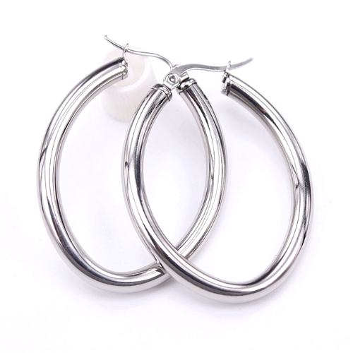 créoles ovales argent silver acier inoxydable plaqué bijou fantaisie femme en ligne chic pas cher 2