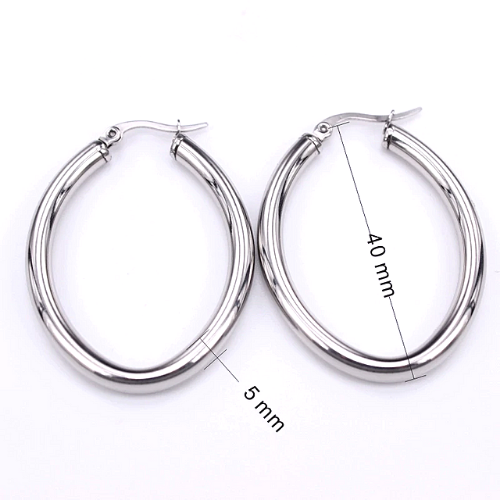 créoles ovales argent silver acier inoxydable plaqué bijou fantaisie femme en ligne chic pas cher 3