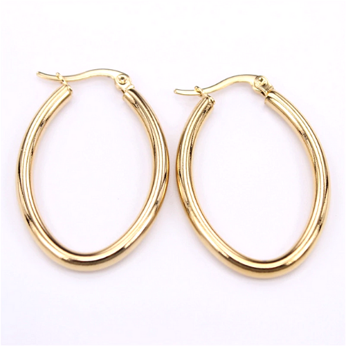 créoles ovales or gold doré acier inoxydable plaqué bijou fantaisie femme en ligne chic pas cher eshop