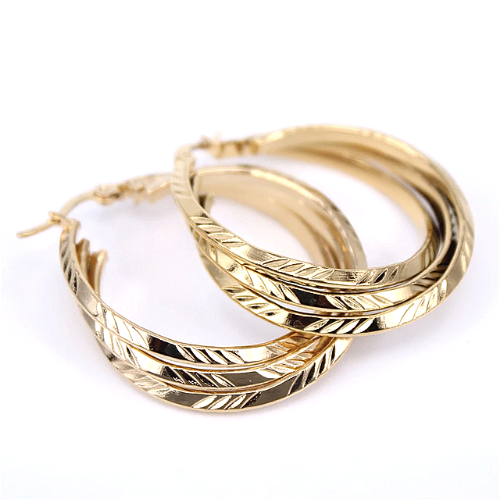 créoles triples or gold acier inoxydable à feuilles bijoux femme en ligne pas cher cadeau