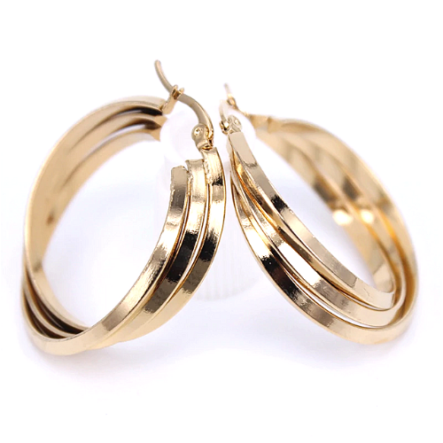 créoles triples plates or gold 1 inoxydable à bijoux femme en ligne pas cher cadeau