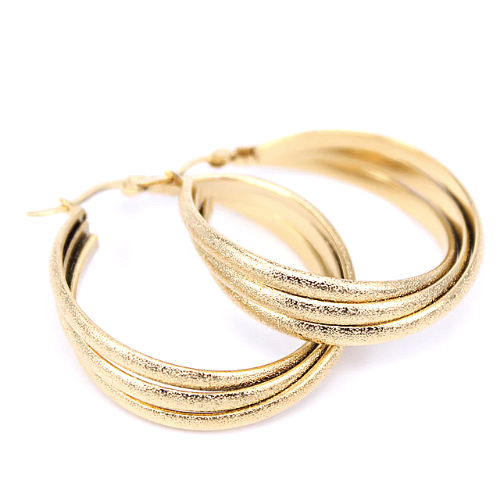 créoles triples plates or gold 2 inoxydable à bijoux femme en ligne pas cher cadeau