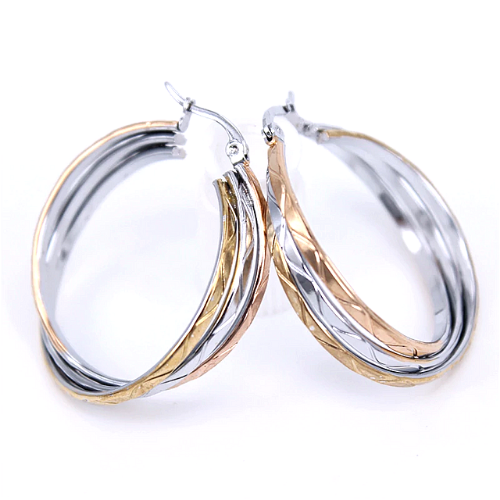 créoles triples plates or gold or rose argent acier inoxydable à bijoux femme en ligne pas cher cadeau 2
