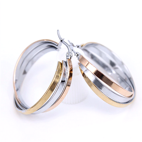 créoles triples plates or gold or rose argent acier inoxydable à bijoux femme en ligne pas cher cadeau
